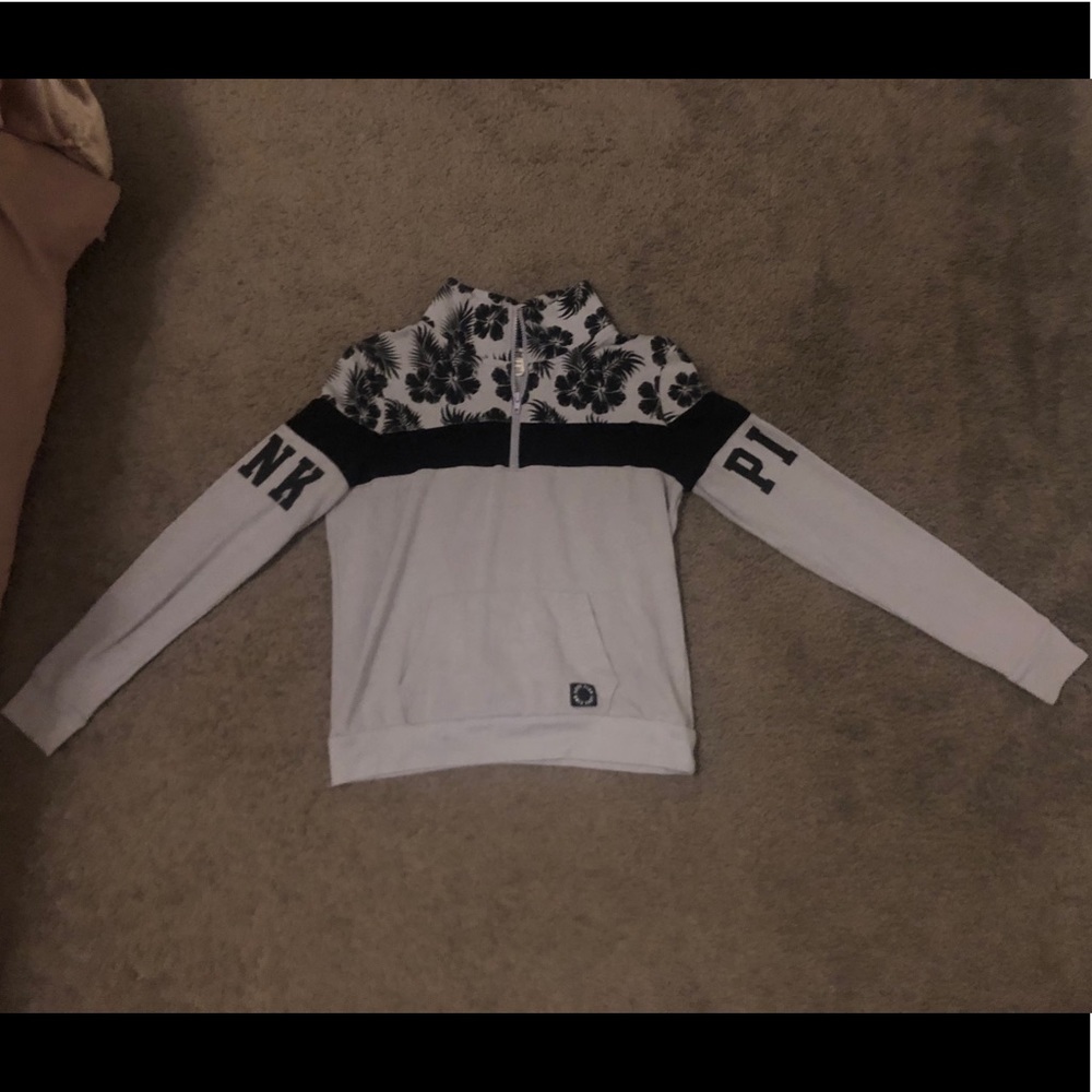 VS PINK Light Blue Floral Quarter Zip